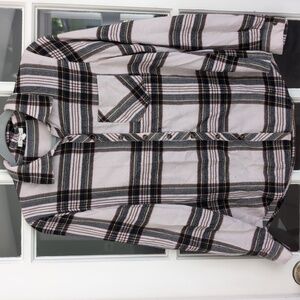 Women's Small Maurices Soft Pink Plaid Flannel Button Down Long Sleeve Shirt Top